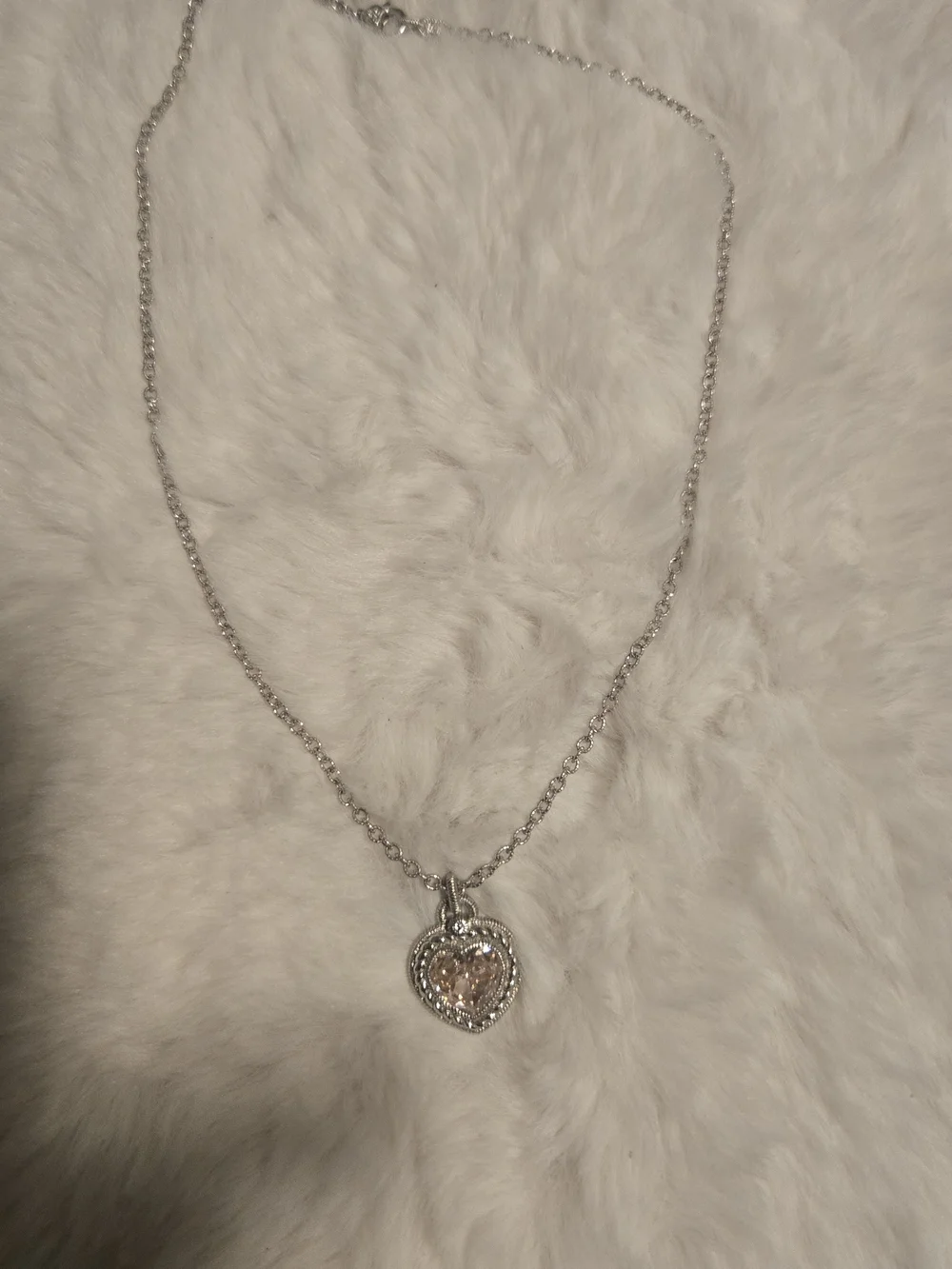 Judith Ripka Silver Heart Pendant with Champagne Stone
